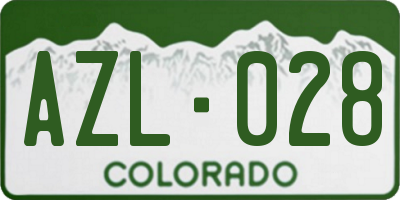 CO license plate AZL028