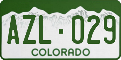 CO license plate AZL029