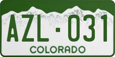 CO license plate AZL031