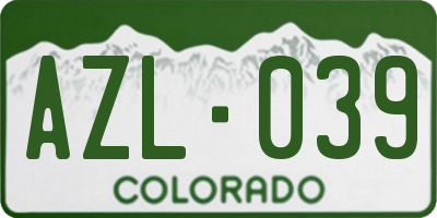 CO license plate AZL039