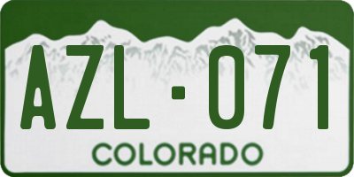 CO license plate AZL071