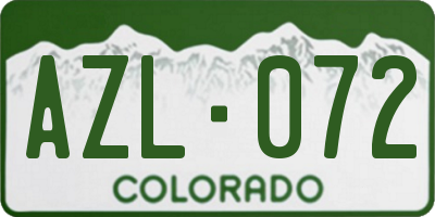 CO license plate AZL072