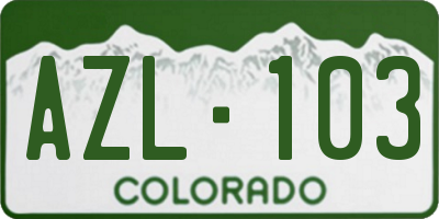 CO license plate AZL103