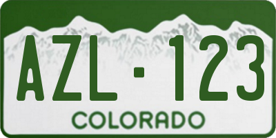 CO license plate AZL123