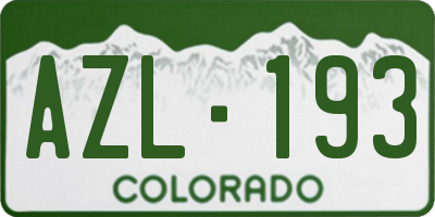 CO license plate AZL193