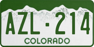 CO license plate AZL214