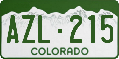 CO license plate AZL215
