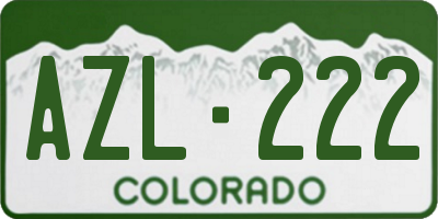CO license plate AZL222