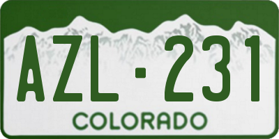 CO license plate AZL231