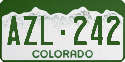 CO license plate AZL242