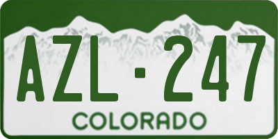 CO license plate AZL247