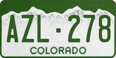 CO license plate AZL278