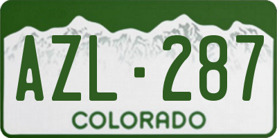 CO license plate AZL287