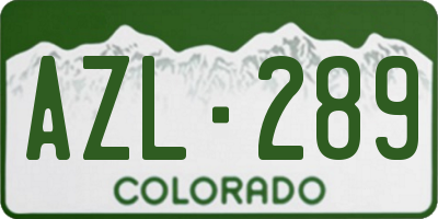 CO license plate AZL289