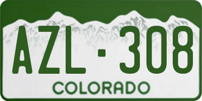 CO license plate AZL308