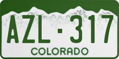 CO license plate AZL317