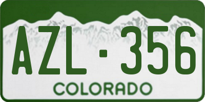 CO license plate AZL356