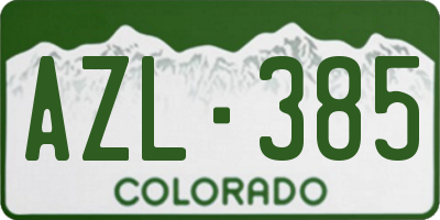 CO license plate AZL385