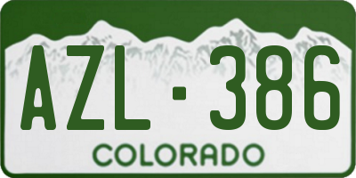CO license plate AZL386