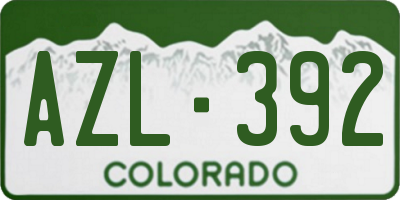 CO license plate AZL392