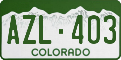 CO license plate AZL403