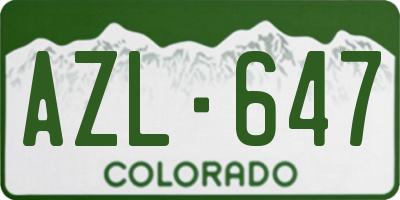 CO license plate AZL647