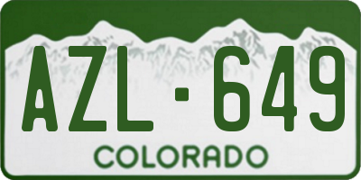 CO license plate AZL649