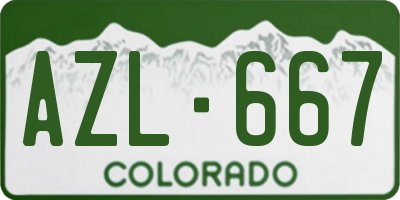 CO license plate AZL667