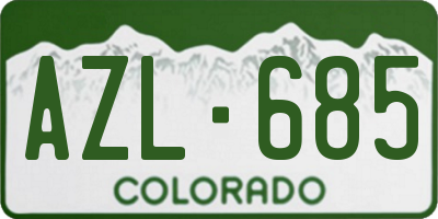 CO license plate AZL685
