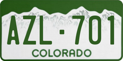 CO license plate AZL701