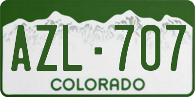CO license plate AZL707