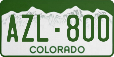 CO license plate AZL800