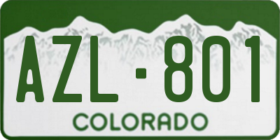 CO license plate AZL801