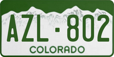 CO license plate AZL802