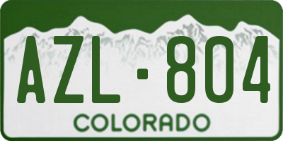 CO license plate AZL804