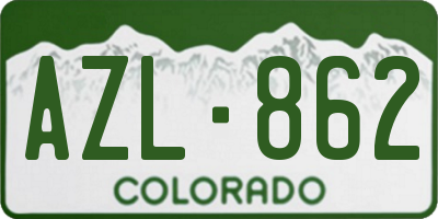 CO license plate AZL862