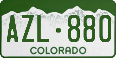 CO license plate AZL880