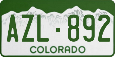 CO license plate AZL892