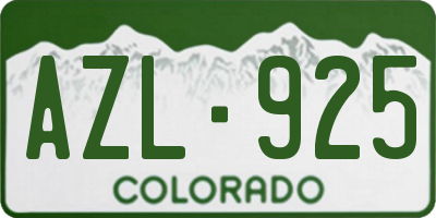 CO license plate AZL925