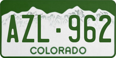 CO license plate AZL962