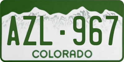 CO license plate AZL967