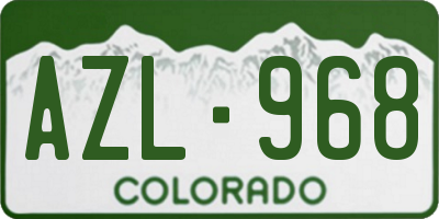 CO license plate AZL968
