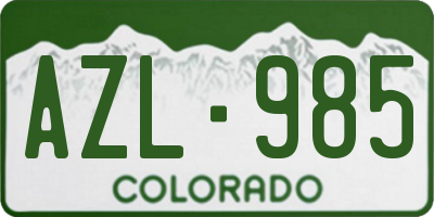 CO license plate AZL985