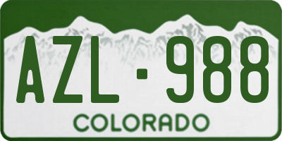 CO license plate AZL988