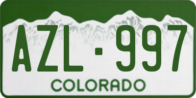 CO license plate AZL997