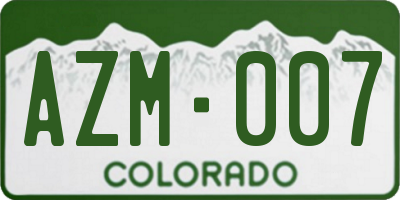 CO license plate AZM007