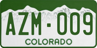 CO license plate AZM009