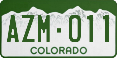 CO license plate AZM011