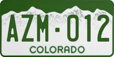 CO license plate AZM012