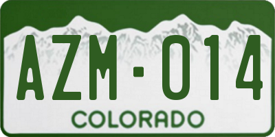 CO license plate AZM014